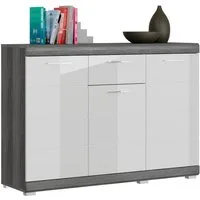 Home affaire Kommode SIENA, Breite 120 cm, 3 Türen, 1 Schubkasten, 5 Einlegeböden, 8 Fächer (hochwertige Rillenfräsung in MDF Front), Schuhkommode, Schuhschrank, Anrichte, Sideboard