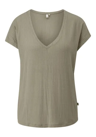 Q/S designed by - Oversize-Shirt mit Rippstruktur grün - Gr. - L