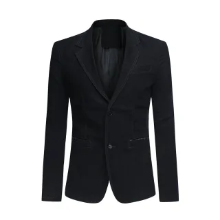 Herren Casual 2 Knöpfe Herbst Blazer Slim Fit Sportmantel Schwarz