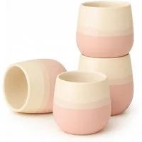 Goodwei Teeglas Japanisches Teebecher Set "Fuji Pink", modernes Design, 4-tlg., Keramik