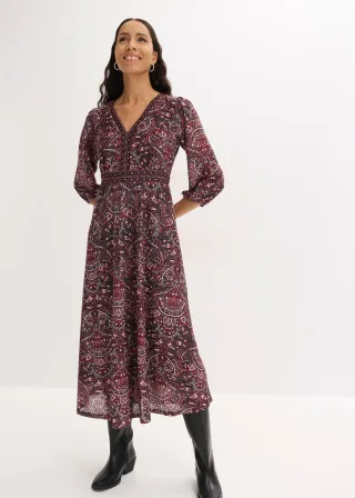 bonprix Jerseykleid, schwarz, Gr.48/50 (XL), feminines Jerseykleid in Midilänge mit 3/4-Ärmeln