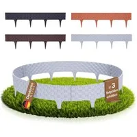 BooGardi Beetumrandung Rasenkante Rattanoptik, LxH: 400x9,5 cm, 5 Stück Grau, Beeteinfassung flexibel Mähkante Gartenzaun