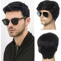 LuxusKollektion Kostüm-Perücke Perücke Herren kurz Layered Wave Synthetik Halloween Schwarz