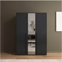 rauch Drehtürenschrank Kleiderschrank Schrank Garderobe Wäscheschrank NAGATA mit Spiegel (in 3 verschiedenen Ausstattungen BASIC/CLASSIC/PREMIUM) und modernen Stangengriffen in Graumetallic TOPSELLER MADE IN GERMANY