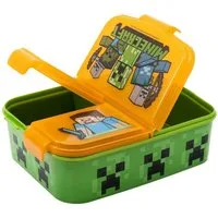Stor Lunchbox Minecraft Kinder Brotdose – Lunchbox mit 3 Fächern & tollem Design, (Essen Aufbewahrung, 1x Deckel, 1x Brotdose), Brotdose