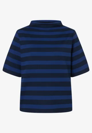 MORE & MORE - Streifenshirt mit Turtleneck blau - Gr. - 40