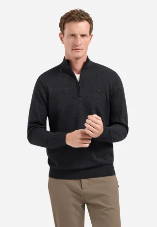 No Excess - Pullover Half Zip 2 Coloured Melange dark grey - Gr. - S