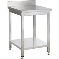 GastroHero Arbeitstisch Edelstahl Arbeitstisch 70x60 cm mit Aufkantung und Ablageboden