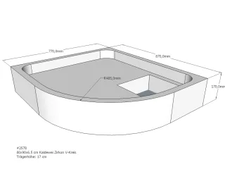 Neuesbad Wannenträger für Kaldewei Zirkon 80x90x6,5 Viertelkreis SD21846