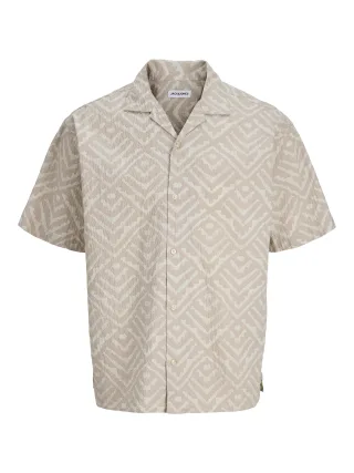 JACK&JONES - JJMILO SEERSUCKER RESORT SHIRT SS Moonbeam - Gr. - M