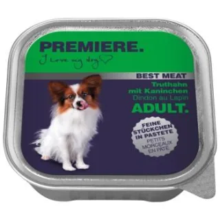 PREMIERE Best Meat Nassfutter Hund, Adult, Truthahn mit Kaninchen 64x100 g