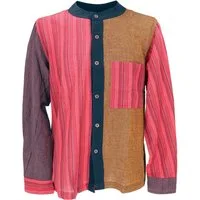Guru-Shop Hemd & Shirt Nepal Ethno Patchworkhemd, Freizeit Hemd -.. Hippie, Ethno Style, alternative Bekleidung