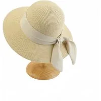 FOUORTUNATE-BEE Fischerhut Damen Sonnenhut mit Schleife – faltbarer Strandhut mit breiter Krempe Sommerlicher Strohhut für Damen – faltbar und ideal für den Strand