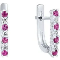 SOKOLOV Jewelry Paar Ohrhänger Ohrringe aus 925 Silber mit farblosen Zirkonia (und rosa HTS Rubinen, 2-tlg), Sterling Silber Edler Silberschmuck für Damen