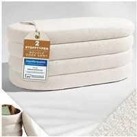 Blumtal Sitzhocker Hocker mit Stauraum mit Bouclé oder Velvet-Bezug, robuste Sitztruhe mit Stauraum und extrem Dickes MDF