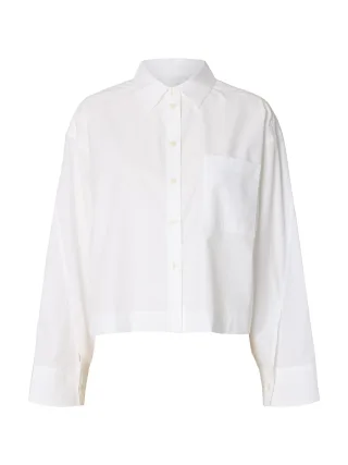 selected women - SLWDANNIE LS CROPPED BOXY SHIRT NOOS Bright White - Gr. - 36