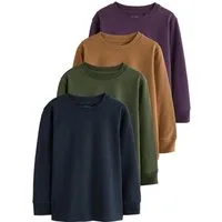 Next Langarmshirt 4 x Langarmshirts mit Hirschstickerei (4-tlg)