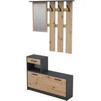 byLIVING Garderoben-Set TAMINA, Artisan Eiche (Eiche-Optik), Spiegel, Hutablage, Stauraum für Schuhe