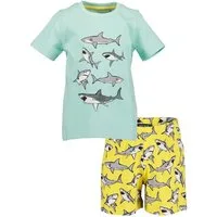 Blue Seven Shorty Blue Seven Jungen Shorty Hai Schlafanzug Pyjama kurz grün gelb (2 tlg)