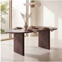 FINEBUY Esstisch FB66342 180cm Massivholz Braun Esszimmertisch Nierenform organisch (180x90x75 cm, Akazie Massivholz Nierenform)