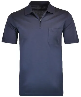 RAGMAN - Softknit-Poloshirt mit Zip marine - Gr. - M