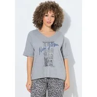 Ulla Popken T-Shirt T-Shirt New York Oversized V-Ausschnitt Halbarm