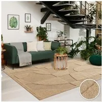 TT Home Teppich Diele, Flur, Küche, Außenbereich, Rechteckig, Höhe: 11 mm, In-& Outdoor Teppich Wetterfest Balkon Küche Boho Hoch-Tief-Effekt Geo
