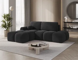 Ecksofa mit Schlaffunktion Sofa PLAY Stoff Coral Anthrazit Ottomane Links