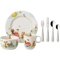 Villeroy & Boch Kindergeschirr-Set Hungry as a Bear, Porzellan, rostfreier Edelstahl 18/10, 7-tlg.