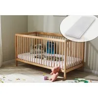 Kids Collective Kinderbett Babybett Gitterbett 60x120 und 70x140 cm herausnehmbare Sprossen (mit Matratze und herausnehmbare Sprossen ab Geburt bis zum 3. LJ), 60x120 cm in natur