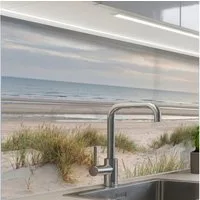 KitchenYeah Küchenrückwand Muster selbstklebend (keine Folie) Sandstrand - Bewölkt - Dünen, (1-tlg), Spritzschutz, Küche, Rückwand, Küchenwand, Küchenfront, 30x20 cm