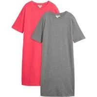 bonprix Shirtkleid (Packung, 2-tlg) für Alltag, mit Rundhalsausschnitt, Kurzarm, Oversize Passform