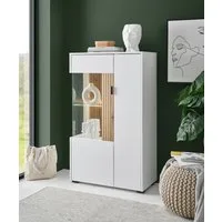 Home affaire Vitrine Hudson, Stauraumvitrine in moderner Trendfarbe, Griffe aus Metall (Schwarz), Höhe 125 cm