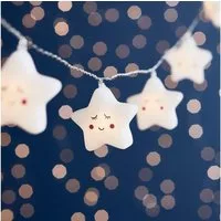 Lights4fun LED-Lichterkette 12er Lichterkette Sterne für Kinderzimmer Batteriebetrieb