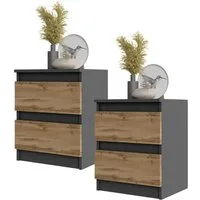 Furnica Nachttisch 2er-Set - BIG G - Nachtschrank mit 2 Schubladen H50cm B41cm T33cm (2er-Set)