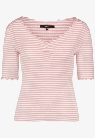 zero - Gestreiftes T-Shirt pink/weiß - Gr. - 40
