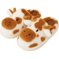 Corimori Flauschige Kuh Pantoffeln im MuhKuh-Design Plüsch Hausschuhe (Packung, Geschenk) lustige Plüsch Slipper für Kinder und Erwachsene, EU Größe 42-43