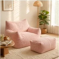 VUZINIC Sessel Corduroy-Beanbag-Stuhl mit Ottoman, Sofa aus hochdichtem Schaumstoff (2-St), Beanbag mit breiten Armlehnen – ideal für Wohnzimmer und Schlafzimmer