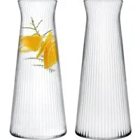 KONZEPT Wasserkaraffe Karaffe Glas 1 liter, geriffelte, Wasserkaraffe ohne Deckel, (2-tlg), zum Servieren von Wasser, Wein, Säften sowie als Vase