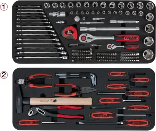 KS Tools TOOLBOX Universal-Systemeinlagen-Satz für 2 Ablagen mit 175 Premium-Werkzeugen - 713.0175