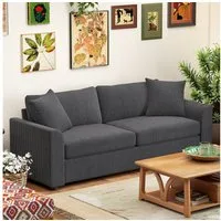 HOMCOM 3-Sitzer mit Zierkissen, Cordsofa, 212 cm breit, Couch 1 Teile, für Wohnzimmer, Schlafzimmer, Dunkelgrau