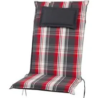 Sun Garden Hochlehnerauflage Hochlehner Donau 90541-700 rot-anthrazit kariert 119x50x7 cm SunGarden, (1 St)