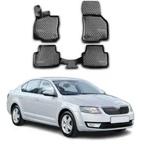 OMAC Auto-Fußmatten für Skoda Octavia 2013-2020 Schwarz 4 tlg TPE (4 St), für Skoda Octavia 2013-2020 Skoda Octavia 2013-2020, Antirutsch,Wasserfest,Einfache Installation