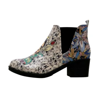 DOGO Stiefelette "Eve Boots Frida-Kahlo-with-Blue-Flowers" Handgefertigt