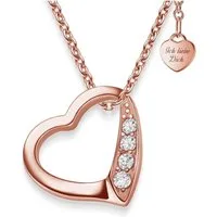 Amoonic Herzkette Halskette Damen Silber 925 Frauen Kette mit Zirkonia Herzanhänger (individuell anpassbare Halskettenlänge), Echte Herz Silberkette Geschenk Freundin + Gravur Ich liebe dich