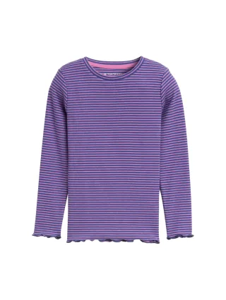 tom tailor kids - Ripp Langarmshirt mit Streifenmuster dark blue pink stripe - Gr. - 98