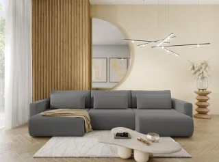 Wohnlandschaft Sofa mit Schlaffunktion CHAIRA Stoff Curio Dunkelgrau