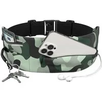 EAZY CASE Laufgürtel Universal Sport Bauchtasche Breit Laufgürtel Joggen Damen Bauchtasche Sporttasche Schwarz Camouflage