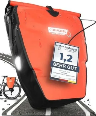 Büchel Gepäckträgertasche 100 % Wasserdicht inkl. Halterungssystem schwarz/rot 25,4 L