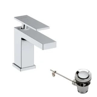 hansgrohe Tecturis E Waschtischarmatur 73002000 Ausladung 122mm, mit Zugstangen-Ablaufgarnitur, chrom